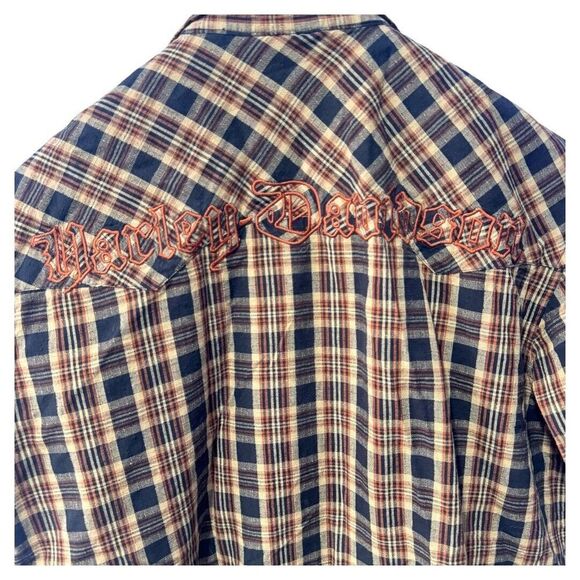 Harley Davidson plaid button men's size medium pearl snap embroidery - Picture 3 of 4